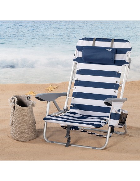 Pack 2 cadeiras mochila + guarda-sol 240 cm com pára-ventos | Aktive