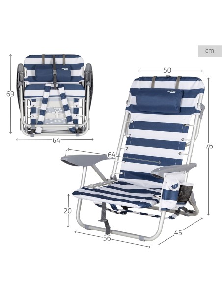 Pack 2 cadeiras mochila + guarda-sol 240 cm com pára-ventos | Aktive