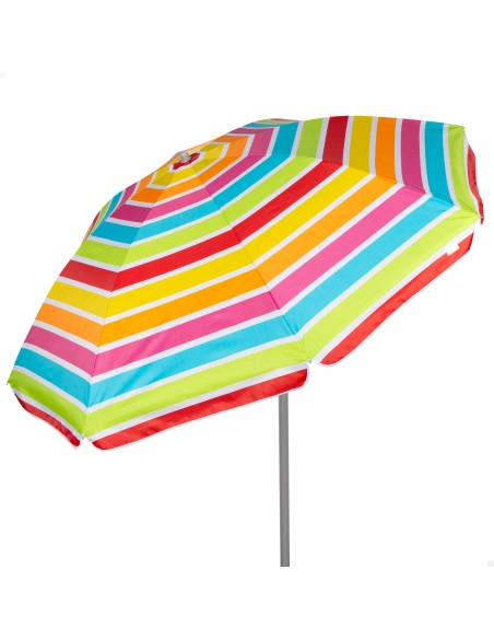 Pack 2 espreguiçadeiras bege + guarda-sol 220 cm multicolorido | Aktive