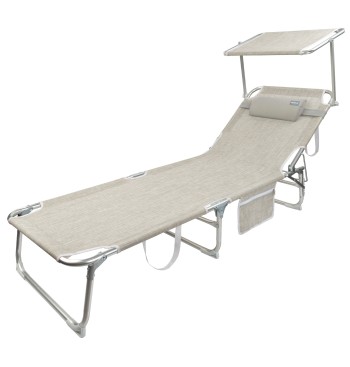 Pack 2 espreguiçadeiras bege + guarda-sol 220 cm... 2