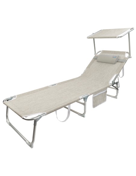 Pack 2 espreguiçadeiras bege + guarda-sol 220 cm multicolorido | Aktive
