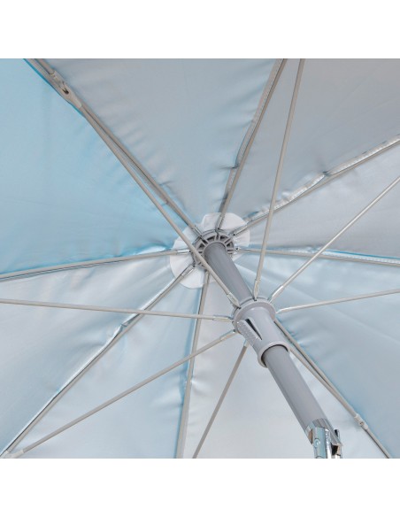 Pack 2 cadeiras fixas anti-capotamento azuis + guarda-sol 180 cm