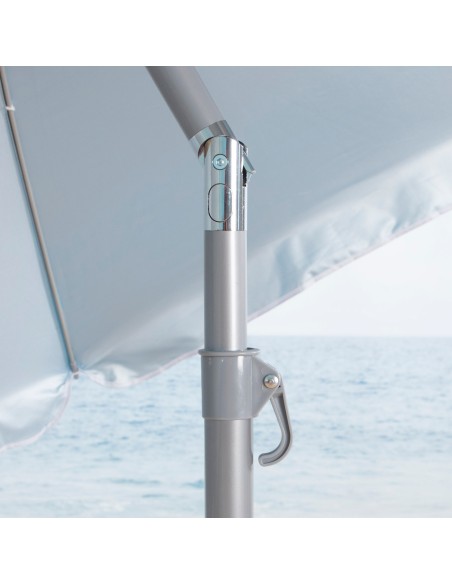 Pack 2 cadeiras fixas anti-capotamento azuis + guarda-sol 180 cm