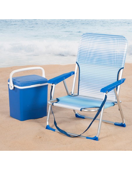 Pack 2 cadeiras fixas anti-capotamento azuis + guarda-sol 180 cm