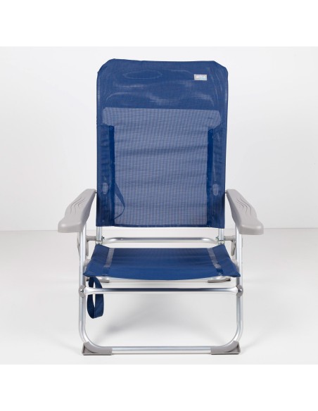 Cadeira de praia dobrável e compacta com múltiplas posições, 47x56x89 cm, azul