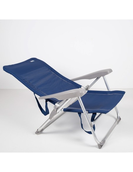 Cadeira de praia dobrável e compacta com múltiplas posições, 47x56x89 cm, azul