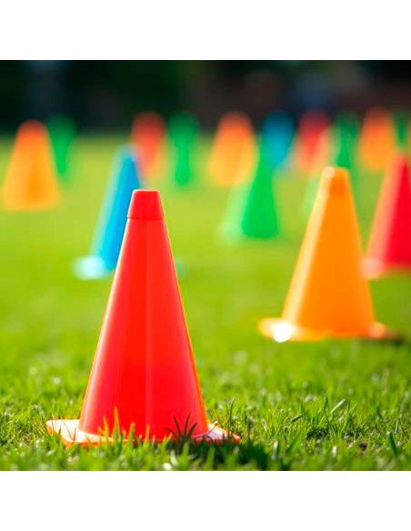 Conjunto de 10 cones de treino multicoloridos, 23 cm, empilháveis e resistentes
