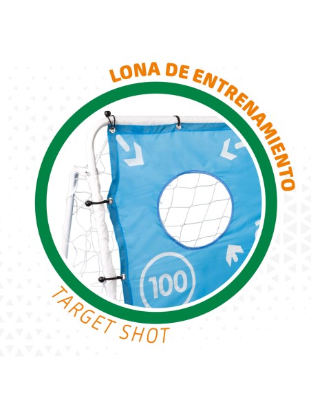 Gol de futebol com tela de treinamento