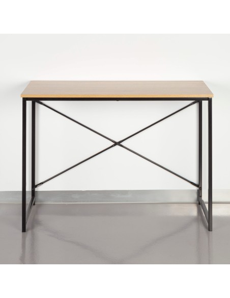 Max Home Secretária em madeira e aço 100x40x70 cm