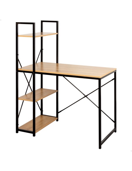 Max Home Secretária com prateleiras em madeira e aço 120x64x120 cm