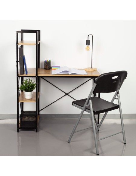 Max Home Secretária com prateleiras em madeira e aço 120x64x120 cm