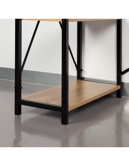 Max Home Secretária com prateleiras em madeira e aço 120x64x120 cm