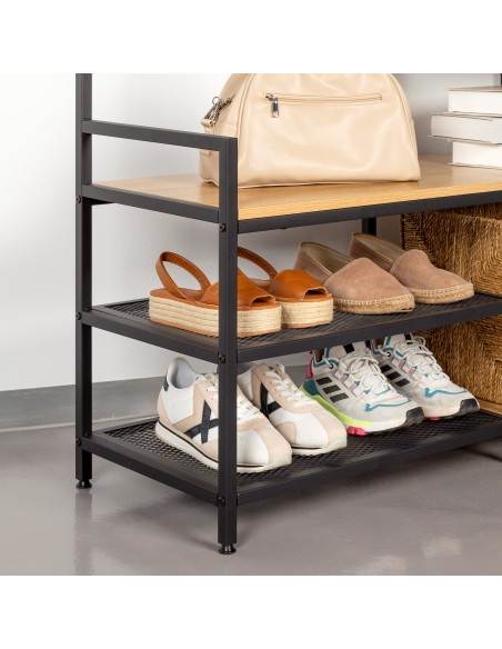 Sapateira Max Home Entrada Madeira e Aço 4 Prateleiras 102x40x180 cm