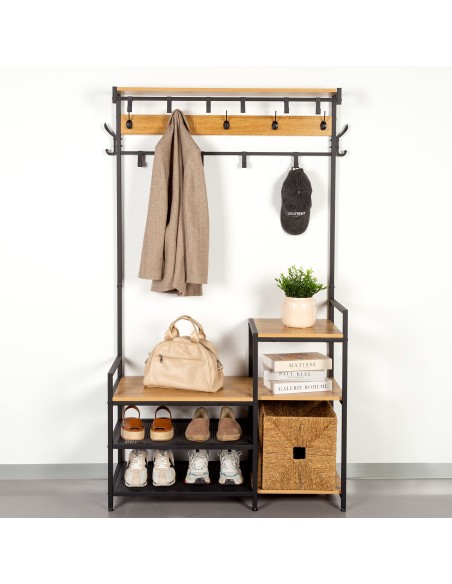 Sapateira Max Home Entrada Madeira e Aço 4 Prateleiras 102x40x180 cm