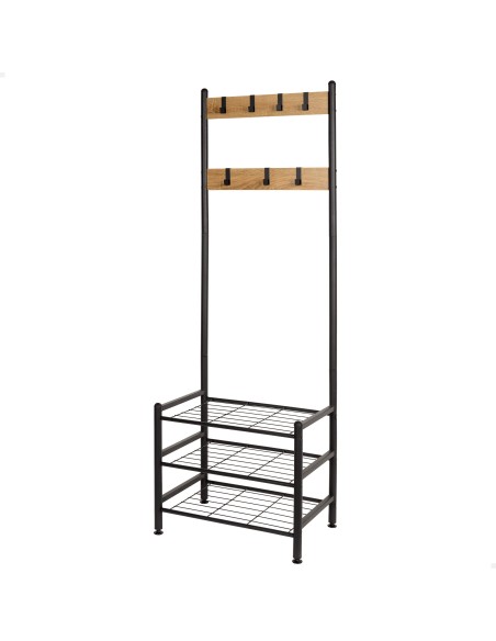Max Home Sapateira em madeira e aço com 3 prateleiras metálicas 60x40x175 cm