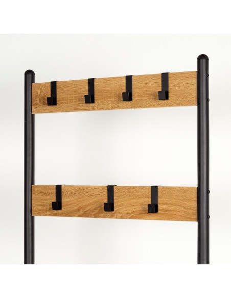 Max Home Sapateira em madeira e aço com 3 prateleiras metálicas 60x40x175 cm