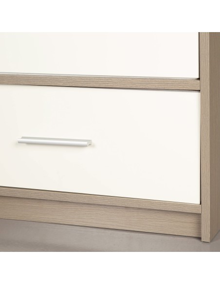 Max Home Cómoda branca e em madeira 4 gavetas em tecido 58x30x91 cm