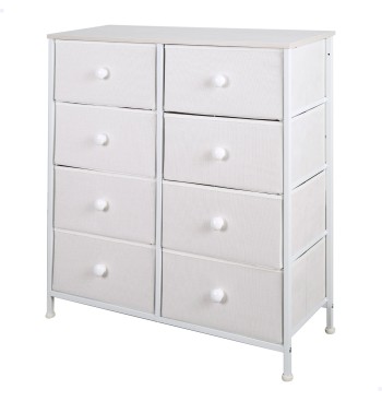 Max Home Cómoda branca 8 gavetas em tecido 80x30x81 cm
