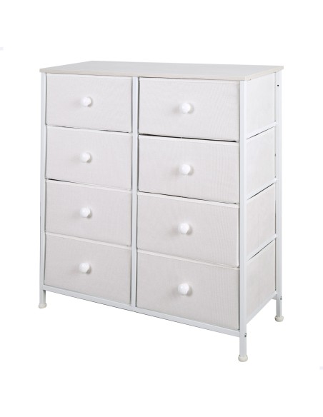 Max Home Cómoda branca 8 gavetas em tecido 80x30x81 cm