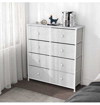 Max Home Cómoda branca 8 gavetas em tecido 80x30x81 cm 2