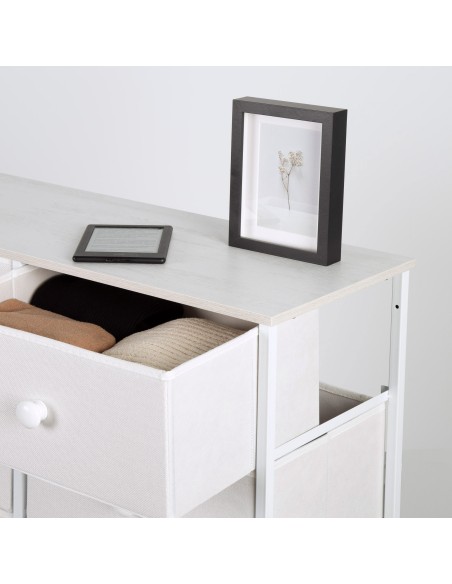Max Home Cómoda branca 8 gavetas em tecido 80x30x81 cm