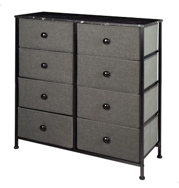 Max Home Cómoda com efeito mármore preto 8 gavetas em...