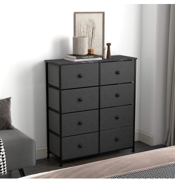Max Home Cómoda com efeito mármore preto 8 gavetas em... 2