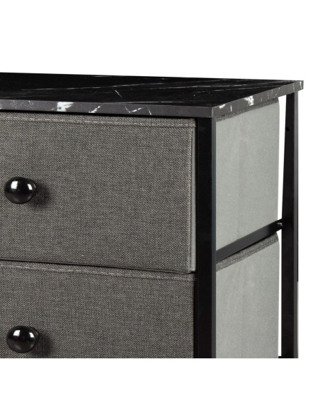 Max Home Cómoda com efeito mármore preto 8 gavetas em tecido 80x30x81 cm