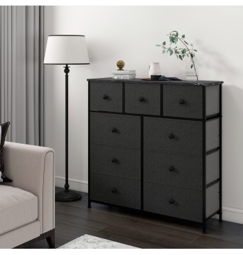 Max Home Cómoda efeito mármore preto 9 gavetas em tecido... 2