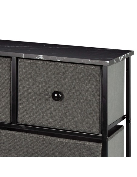 Max Home Cómoda efeito mármore preto 9 gavetas em tecido 100x30x100 cm