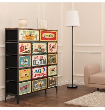 Max Home Vintage Cómoda de 14 gavetas em tecido com... 2