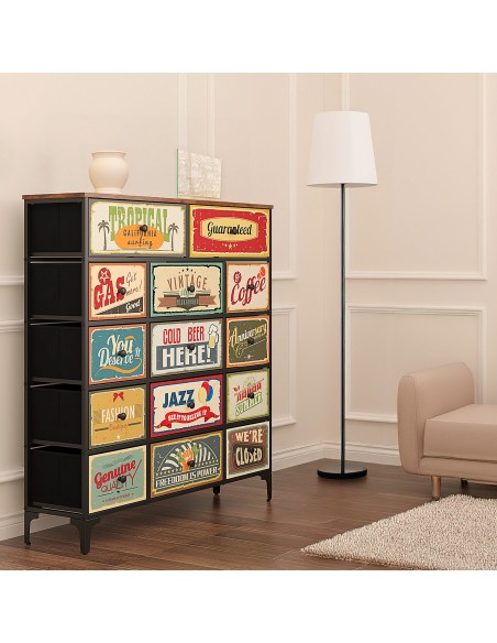 Max Home Vintage Cómoda de 14 gavetas em tecido com design retro