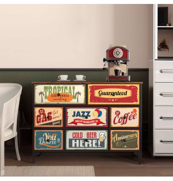 Max Home Cómoda vintage 8 gavetas design retro tecido... 2