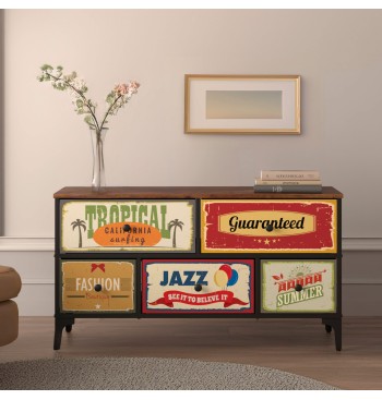 Max Home Cómoda Vintage 5 gavetas design retro tecido... 2