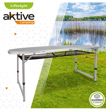 Mesa de camping dobrável de altura ajustável com rede 2