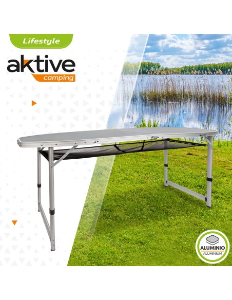 Mesa de camping dobrável de altura ajustável com rede