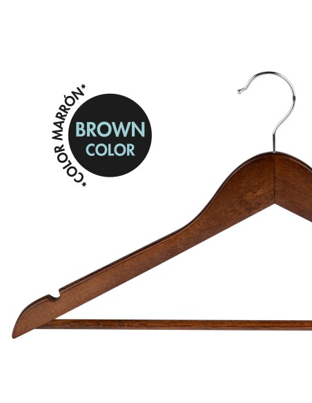 Max Home Pack 20 perchas de madera color marrón