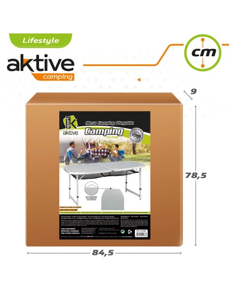 Mesa de camping dobrável de altura ajustável com rede