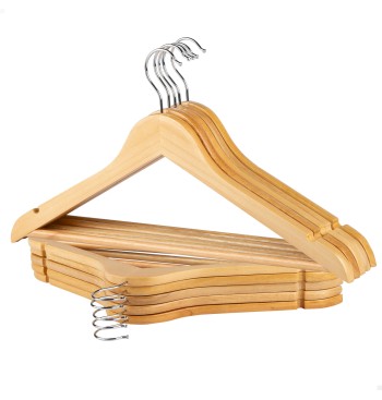 Max Home Pack de 10 cabides de madeira cor natural