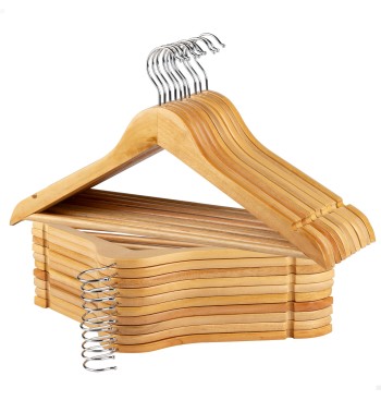 Max Home Pack de 20 cabides de madeira cor natural