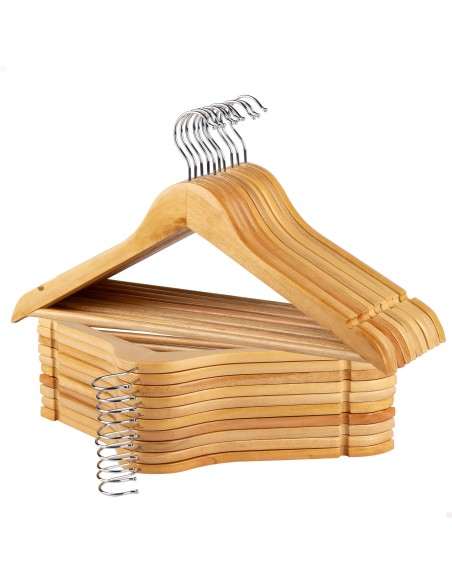 Max Home Pack de 20 cabides de madeira cor natural