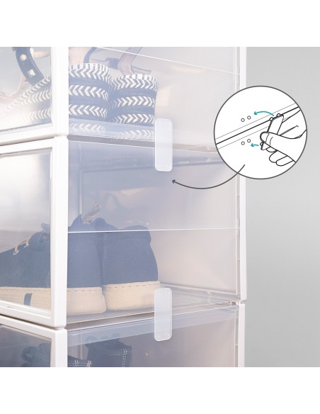 Max Home Pacote com 6 caixas de sapatos transparentes, empilháveis e anti-inclinação ap. lado T.46