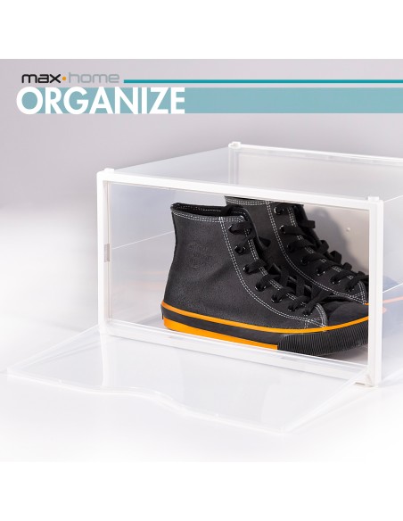 Max Home Pacote com 6 caixas de sapatos transparentes, empilháveis e anti-inclinação ap. lado T.46