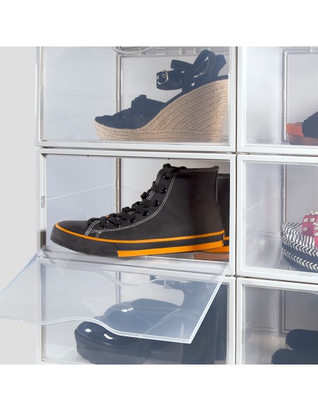 Max Home Pacote com 6 caixas de sapatos transparentes, empilháveis e anti-inclinação ap. lado T.46