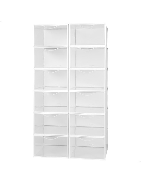 Max Home Pack 12 caixas de sapatos transparentes, empilháveis e anti-pontas T.44