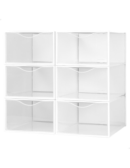 Max Home Pack 6 caixas de sapatos transparentes, empilháveis e anti-pontas T.44