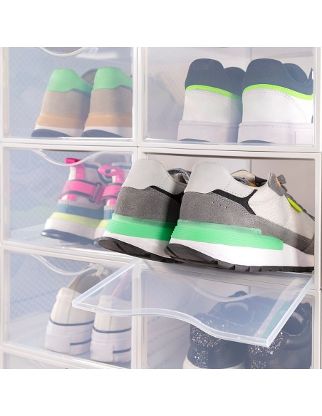 Max Home Pack 6 caixas de sapatos transparentes, empilháveis e anti-pontas T.44