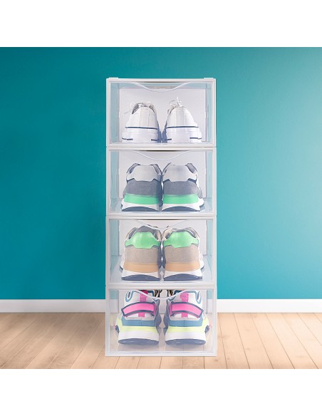 Max Home Pack 6 caixas de sapatos transparentes, empilháveis e anti-pontas T.44