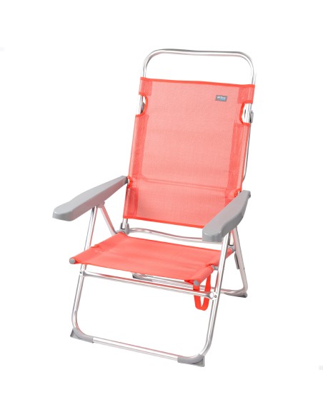 Pack de 2 cadeiras de praia dobráveis + guarda-sol com 8 varas de 180 cm cor coral