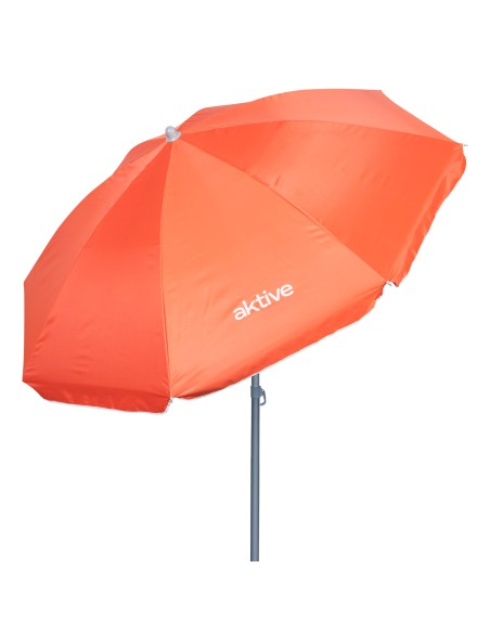 Pack de 2 cadeiras de praia dobráveis + guarda-sol com 8 varas de 180 cm cor coral